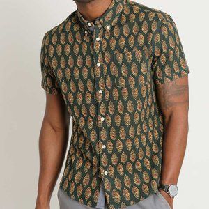 Jachs NY Shirt S/S Green Block Print M nwt